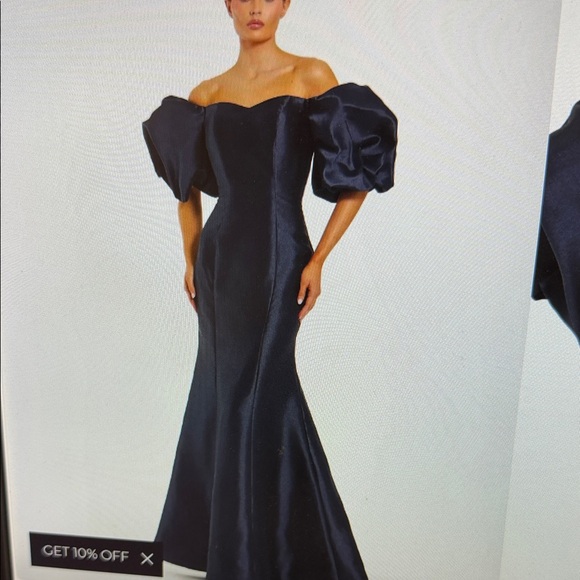 Mac Duggal Dresses & Skirts - Mac Duggal Black Off-Shoulder Mermaid Gown with Voluminous Puff Sleeves